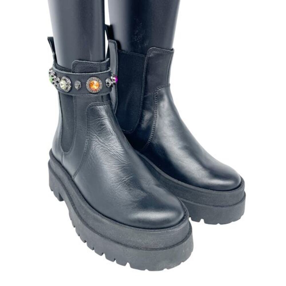 Kurt Geiger Women's Sawyer Embellished Leather Chelsea Boots Black EU 36‎ US 6